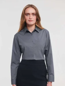 Ladies’ long sleeve poly-cotton poplin shirt Russell JE934F