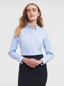 Ladies’ long sleeve tailored herringbone shirt Russell JE962F