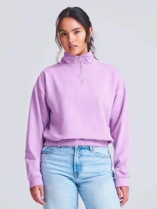 Women’s cropped 1/4 zip sweat Just Hoods AWJH037