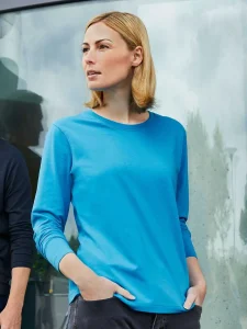 Maglia da lavoro bio stretch da donna a maniche lunghe – tinta unita Daiber JN1803