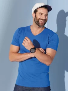 T-shirt slim fit da uomo con scollo a V Daiber JN912