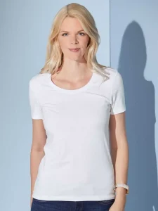 T-shirt elasticizzata girocollo da donna Daiber JN926