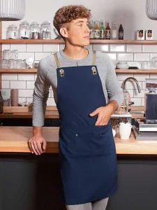 Bib apron with crossed ribbons and big pocket Karlowsky KLS39