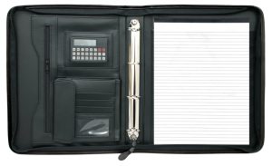 Business folder with calculator