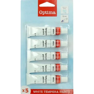 Barvice tempera Optima 5*12ML bela blister