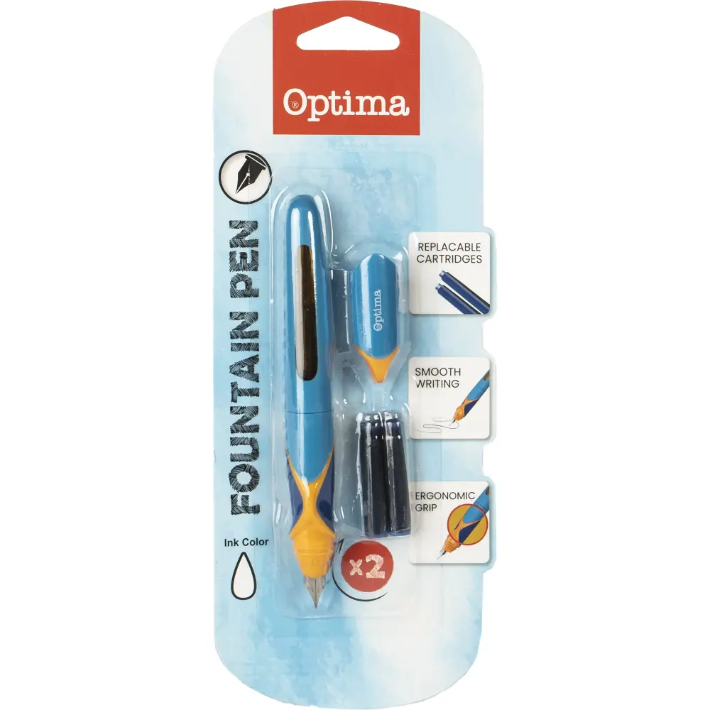 Penna stilografica Optima con 2 cartucce d'inchiostro