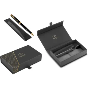 Parker Sonnet matte black FP GT F pen set + case
