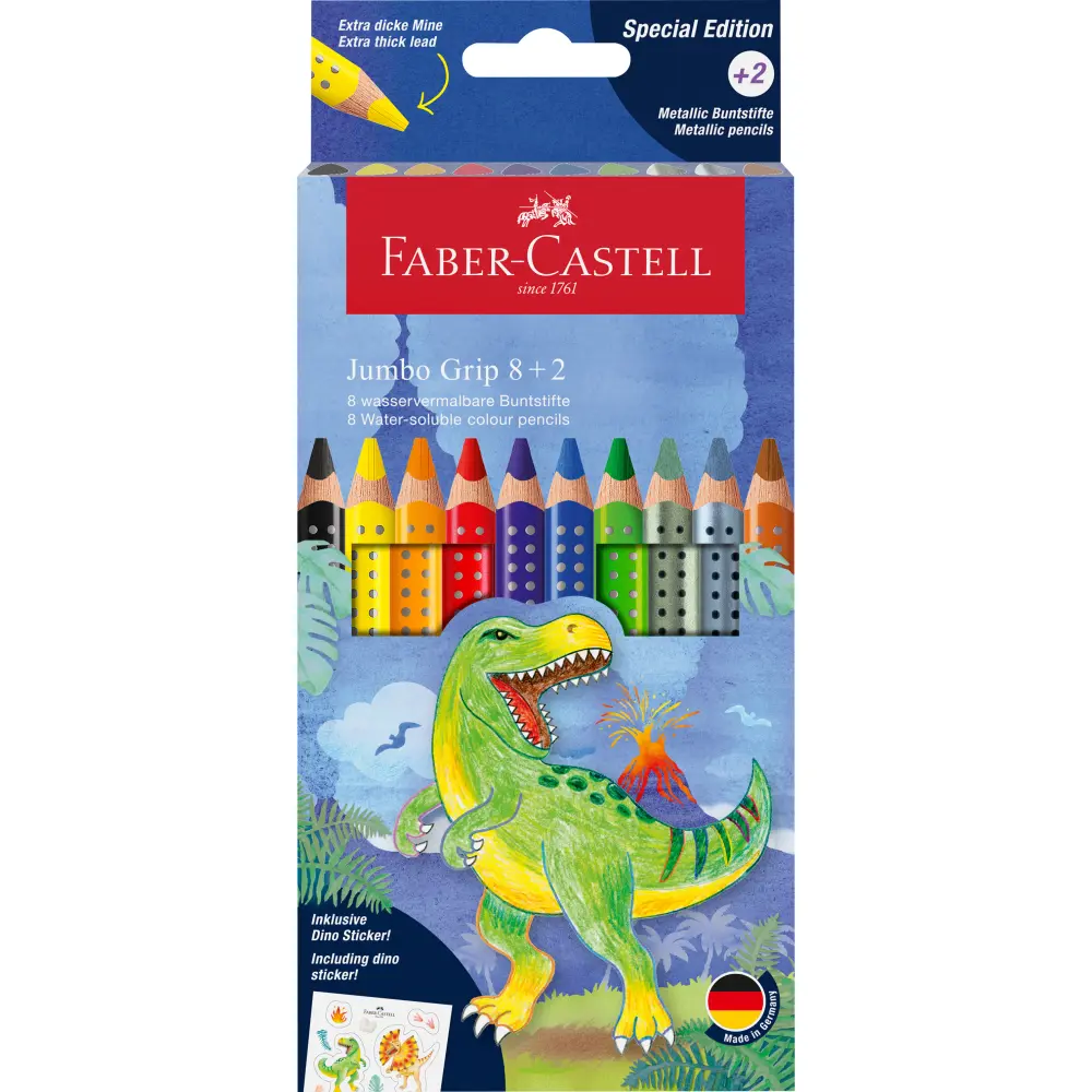 Matite colorate faber-castell dino jumbo 8+2