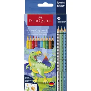 Matite colorate Faber-Castell grip dinosauro 10+3