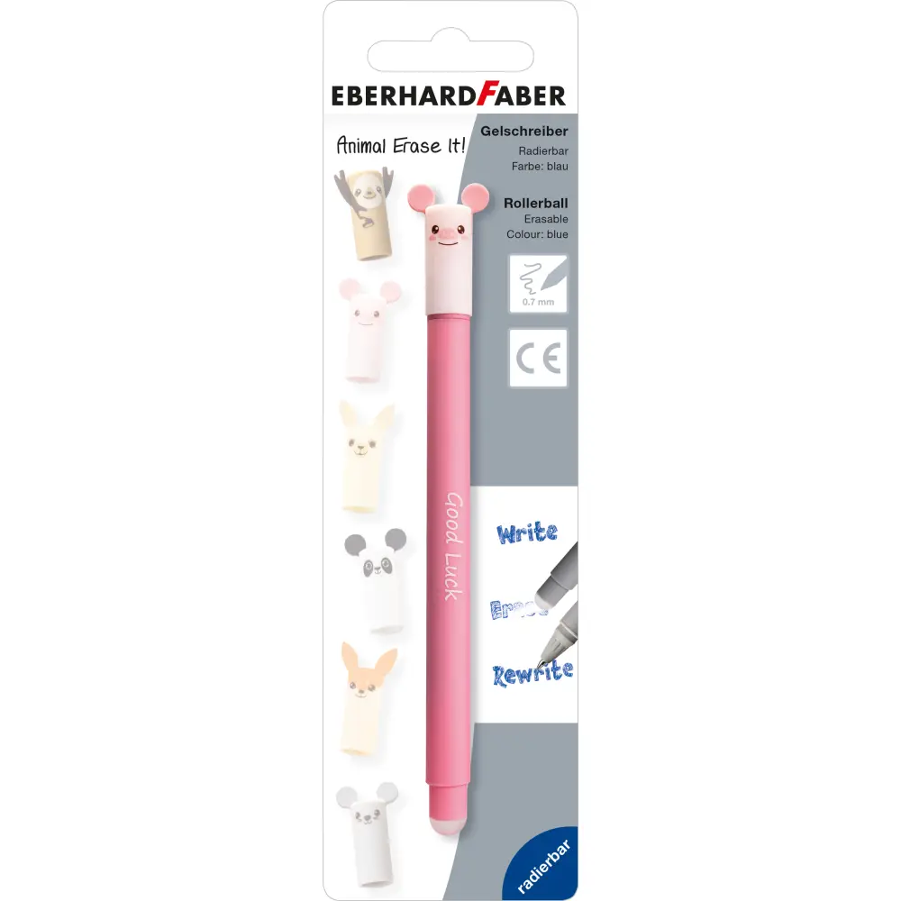 Penna roller cancellabile Animal in blister