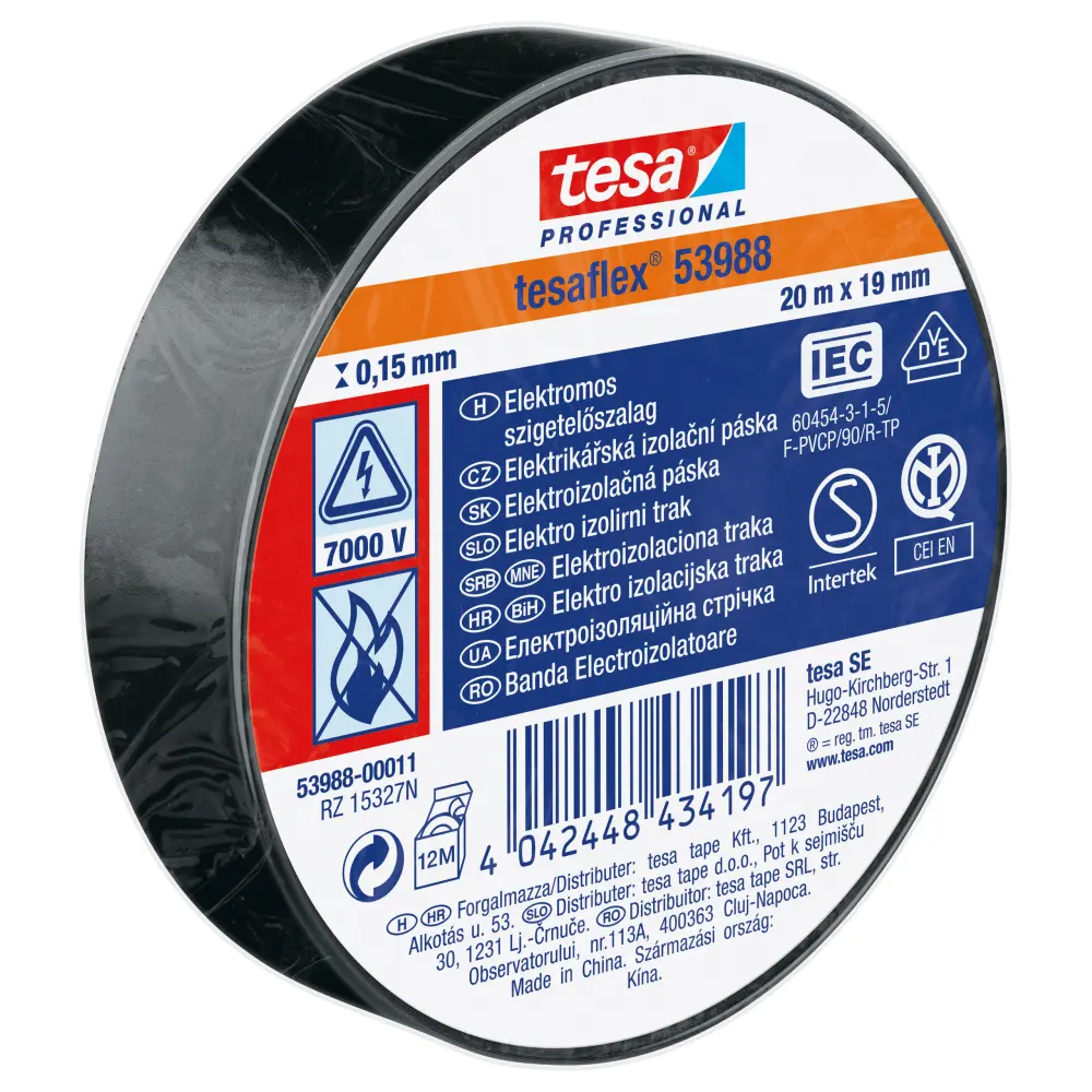 Nastro isolante elettrico 19MMX20M nero