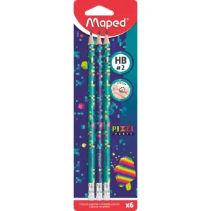 Matita in grafite Maped HB con gomma Pixel Party 6BL