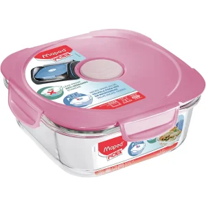 Glass food container MAPED pink