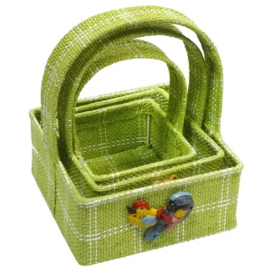 Green basket with handle set 3/3