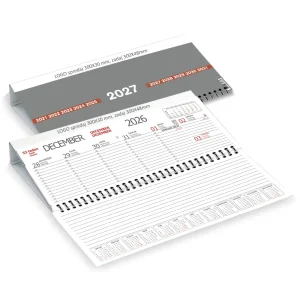 Calendario orizzontale da scrivania grigio 2026