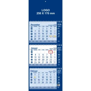 Calendario a spirale trilingua blu 2027