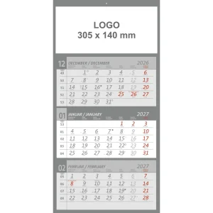 Calendario adesivo triennale grigio 2027