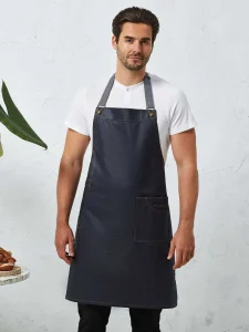 District waxed look denim bib apron Premier PR134
