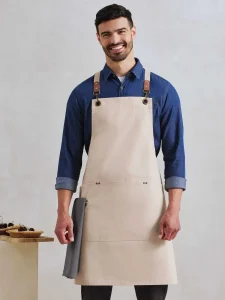 ‘Clip & Clasp’ cross-back bib apron Premier PR182