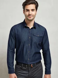 Camicia in denim Jeans Stitch da uomo Premier PR222