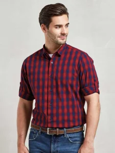 Camicia in cotone a quadri ‘Mulligan’ da uomo a maniche lunghe Premier PR250