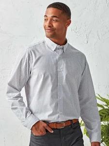 Maxton check men’s long sleeve shirt Premier PR252
