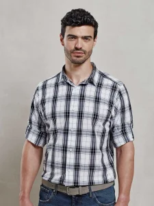 Camicia in cotone a quadri ‘Ginmill’ da uomo a maniche lunghe Premier PR254