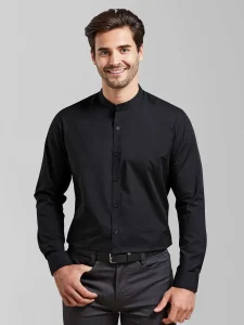 Camicia a maniche lunghe con collo coreano ‘Grandad’ Premier PR258