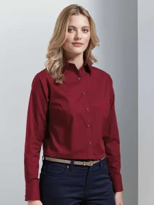 Camicetta in popeline da donna a maniche lunghe Premier PR300