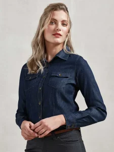 Camicia in denim Jeans Stitch da donna Premier PR322