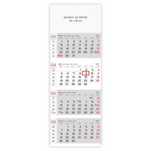 Calendario a quattro parti incollato – grigio