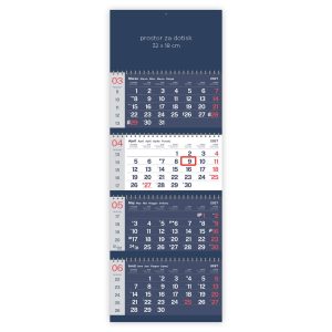 Calendario a quattro parti a colori con spirale