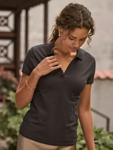 Ženska luksuzna stretch polo majica z V-izrezom Tee Jays TJ1409