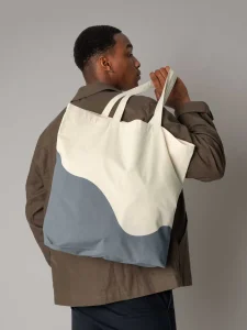 Organic cotton wave print maxi tote Westford Mill W235