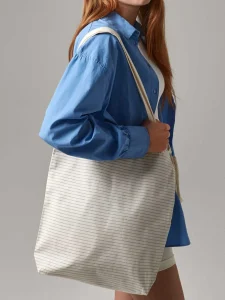 Striped organic cotton tote Westford Mill W251
