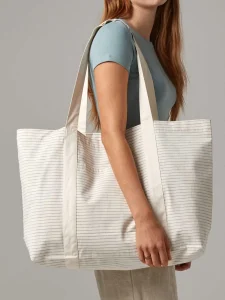 Striped organic cotton shopper Westford Mill W255