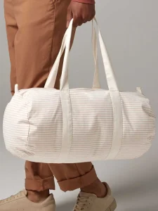 Striped organic cotton barrel bag Westford Mill W258
