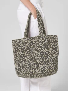 Canvas shopper with leopard print Westford Mill W335