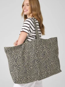Borsa tote oversize in tela con stampa leopardata Westford Mill W336