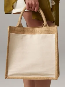 Cotton pocket jute midi tote Westford Mill W426