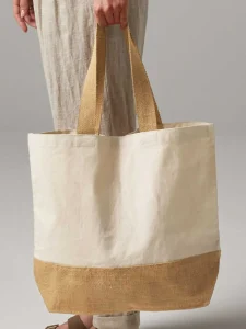 Tote bag in canvas con base in juta Westford Mill W451