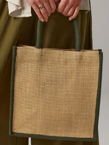 Natural starched jute midi tote Westford Mill W473