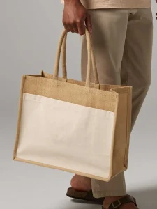 Cotton pocket natural starched jute shopper Westford Mill W480