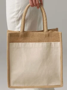 Cotton pocket natural starched jute midi tote Westford Mill W483